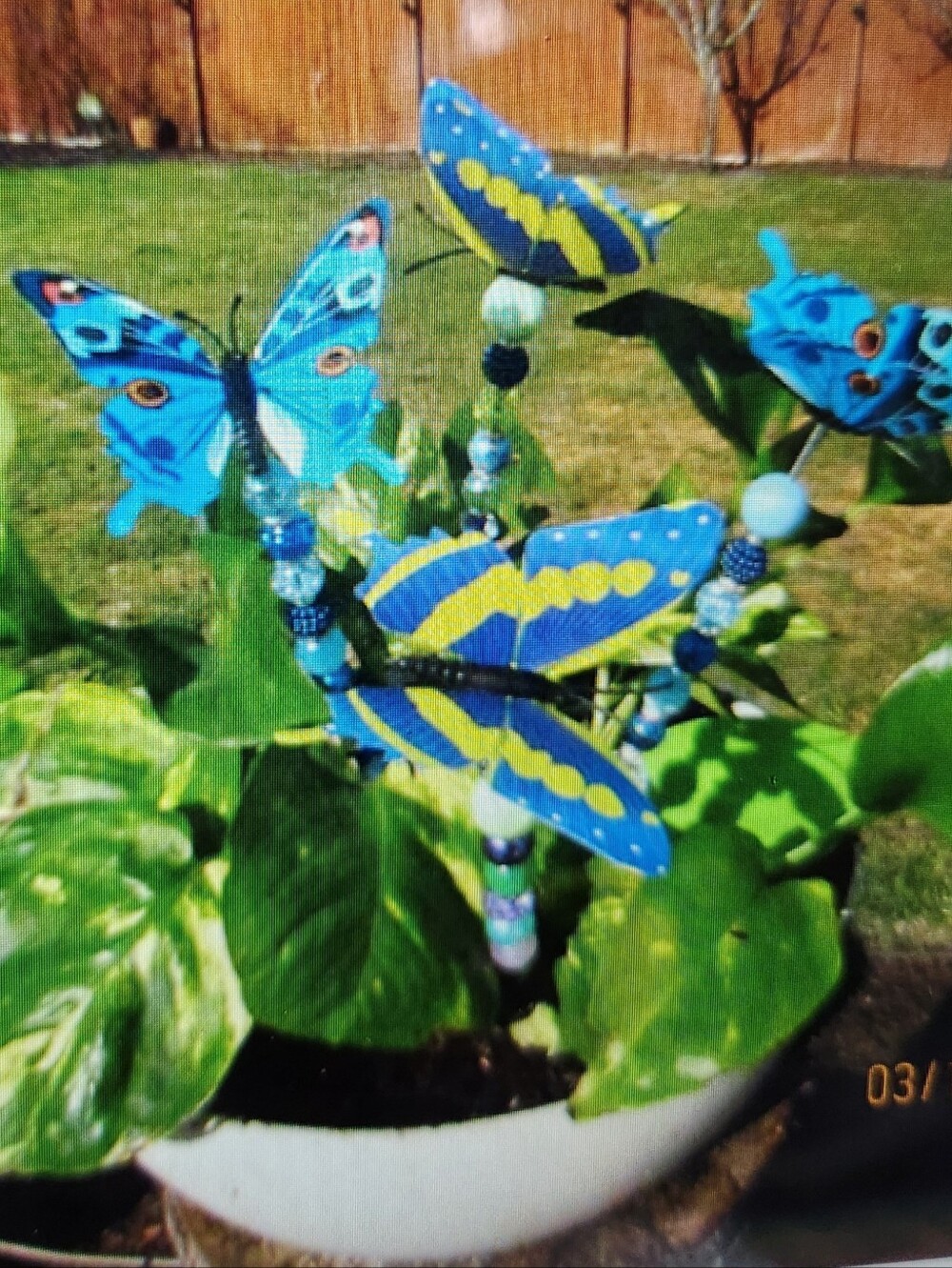 Blue Butterfly Garden Pick - Decorative Plant Accessor